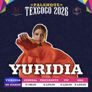 yuridia palenque texcoco 28 marzo 2026 boletos